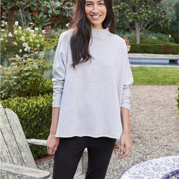 Frank & Eileen EFFIE Long-Sleeve Funnel Neck Capelet Triple Fleece Gray - Picture 1 of 5